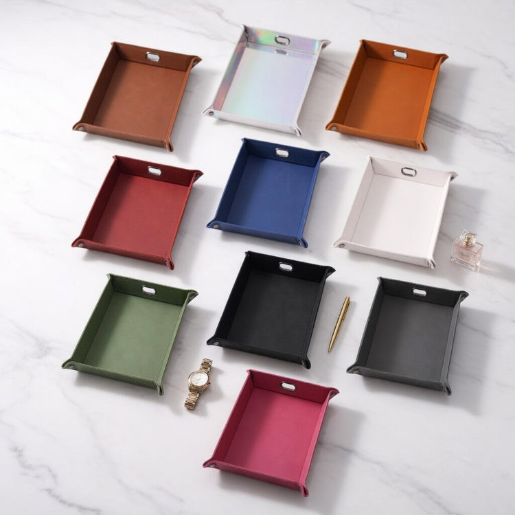 Ten valet tray color options arranged together on a white surface.