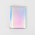 Holographic rainbow passport wallet shown closed against white.