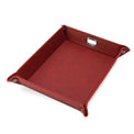 Red snap-corner valet tray assembled against white.