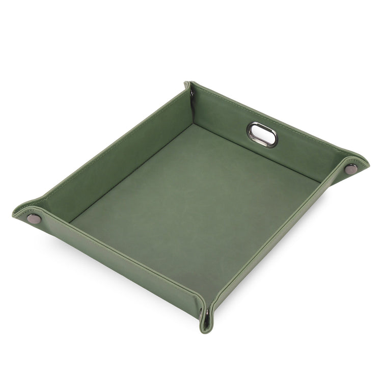 Sage green snap-corner valet tray assembled against white.