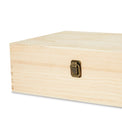 Extra-large natural pine memory box shown closed with clasp.