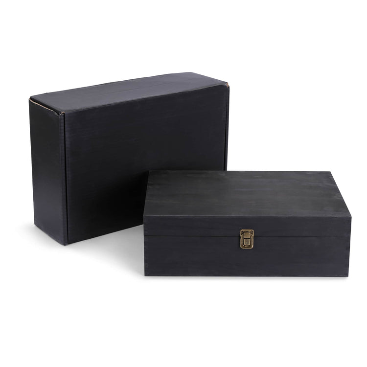 Black extra-large memory box displayed with its presentation box.