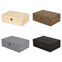 Extra-large memory boxes displayed in natural, walnut, gray, and black.