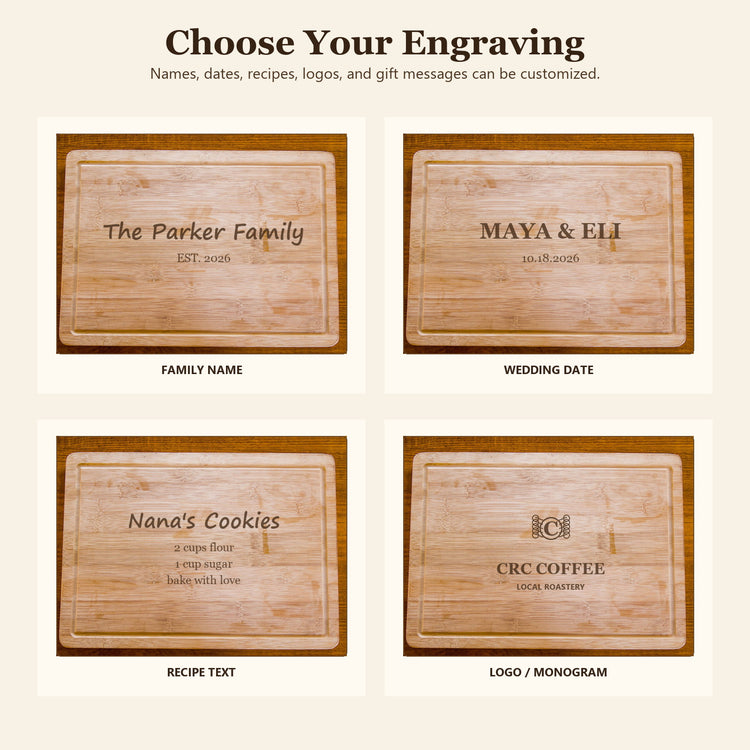 Bamboo cutting board custom engraving options