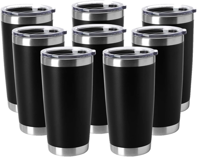 Bulk black 20 oz powder-coated tumblers for custom engraving