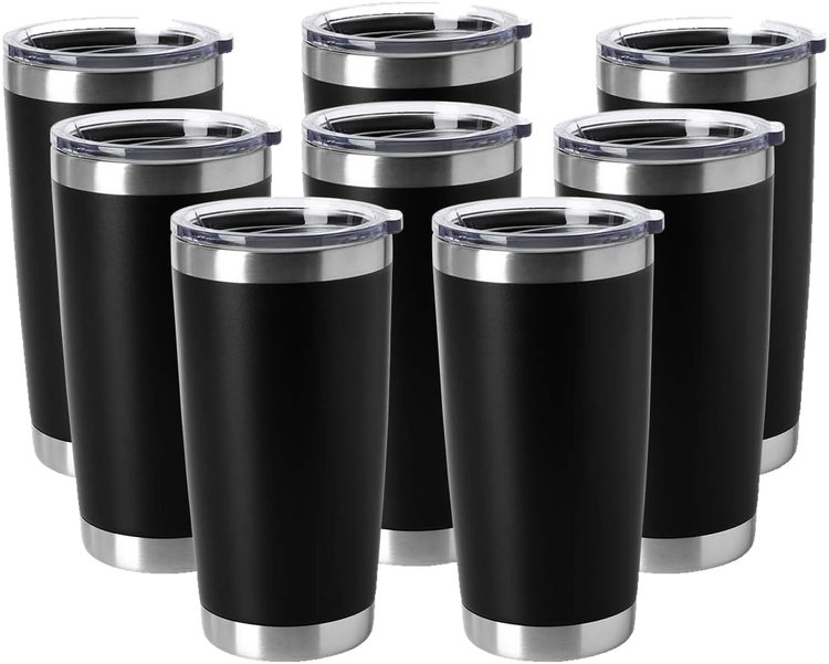 Bulk black 20 oz powder-coated tumblers for custom engraving