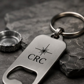 Custom engraved bottle opener keychain product mockup