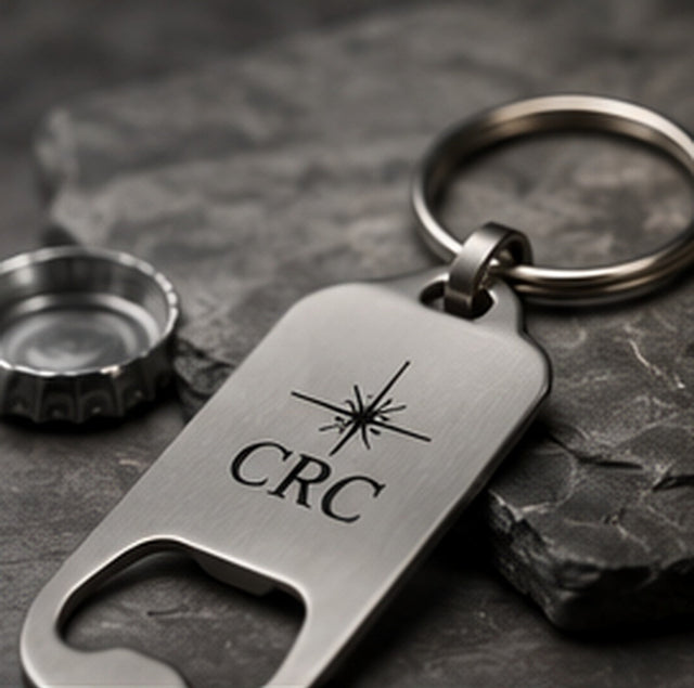 Custom engraved bottle opener keychain product mockup