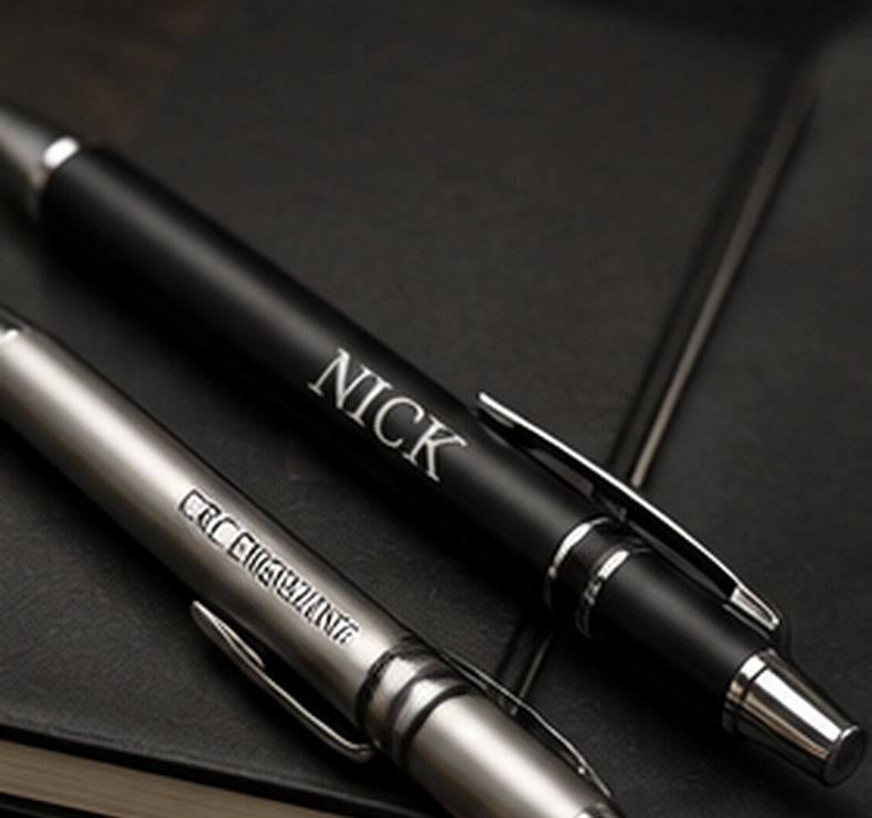 Custom engraved metal pens product mockup