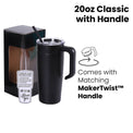20oz Classic Tumbler with Handle — 20oz tumbler with twist on handle makertwist