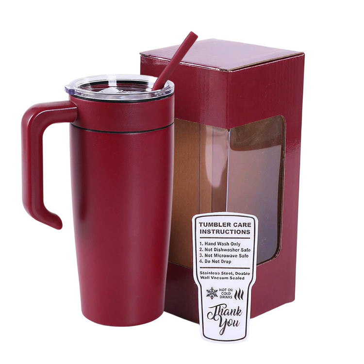 20oz Classic Tumbler with Handle — 20oz tumbler with handle maroon