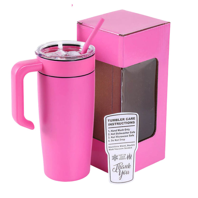 20oz Classic Tumbler with Handle — 20oz tumbler with handle pink