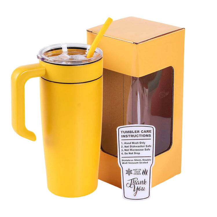 20oz Classic Tumbler with Handle — 20oz tumbler with handle yellow