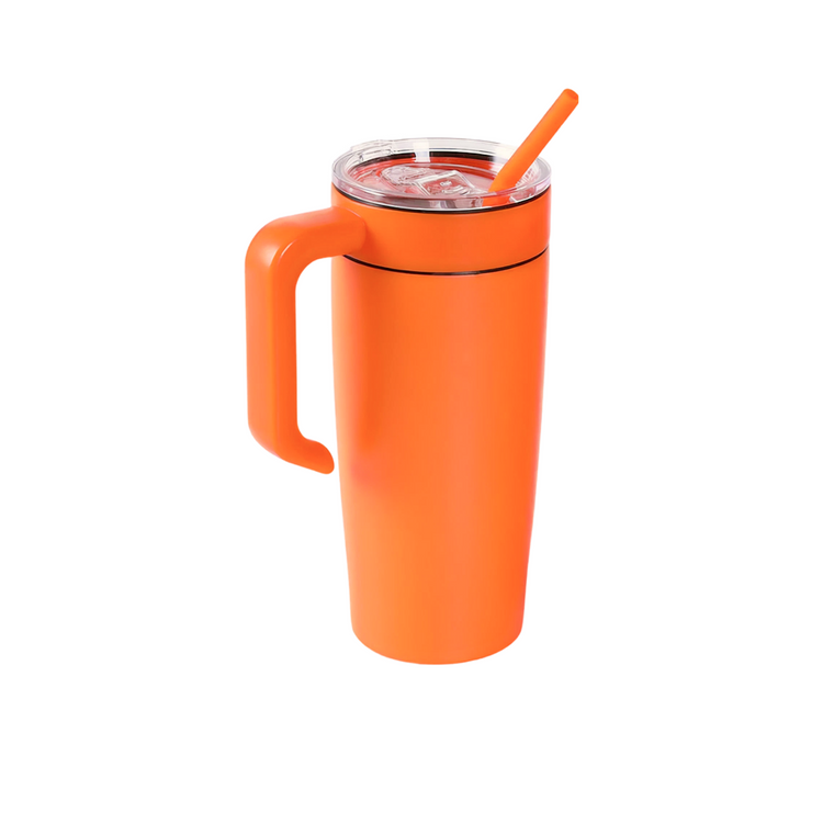 20oz Classic Tumbler with Handle — 20oz tumbler with twist on handle orange