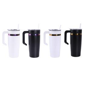 20oz Electroplated Tumbler with Handle — 20oz electroplated tumbler with twist on handle white rainbow