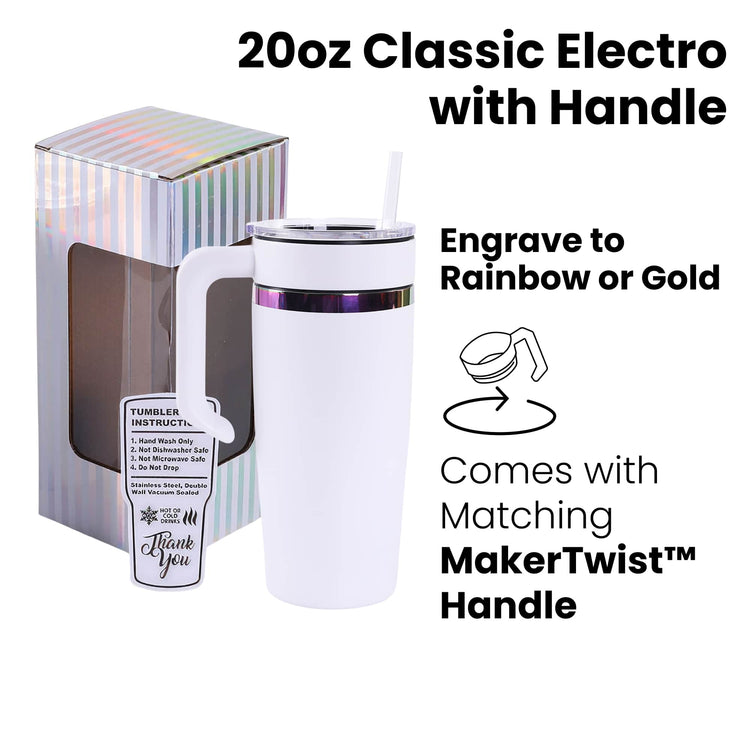 20oz Electroplated Tumbler with Handle — Electroplated 20oz tumbler with twist on handle makertwist
