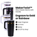 20oz Electroplated Tumbler with Handle — Powder Coated Tumblers For Laser Engraving