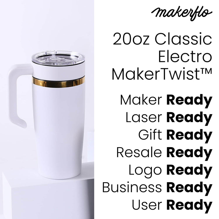 20oz Electroplated Tumbler with Handle — Electroplated 20oz tumbler with twist on handle gold rainbow