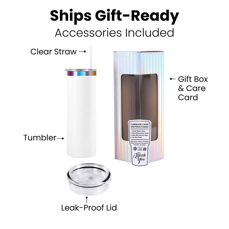 20oz Skinny Electroplated Tumbler — Gift Ready 20oz Skinny Electroplated Tumbler for Laser Engraving