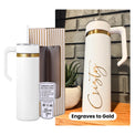 20oz Skinny Electroplated Tumbler — 20oz Skinny White Gold Tumbler Laser Engraved 1