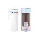 20oz Skinny Electroplated with Handle — 20oz skinnny electroplated rainbow white with handle