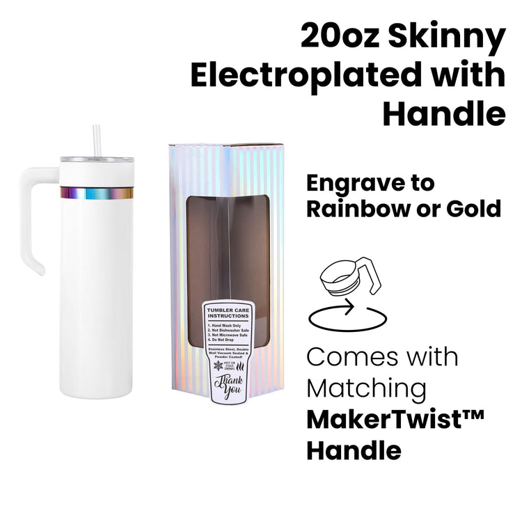 20oz Skinny Electroplated with Handle — 20oz Skinny Electroplated Tumbler with Handle 1