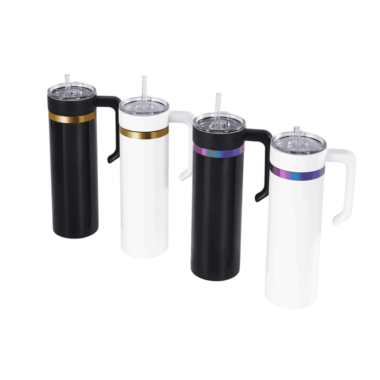20oz Skinny Electroplated with Handle — 20oz skinny with handle electroplated tumbler