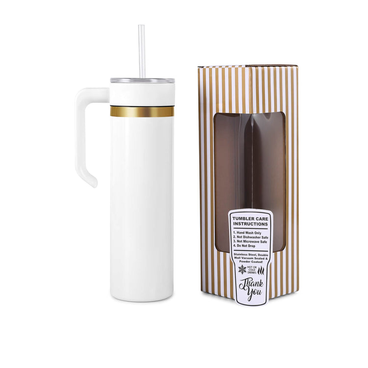 20oz Skinny Electroplated with Handle — 20oz skinnny electroplated gold white with handle