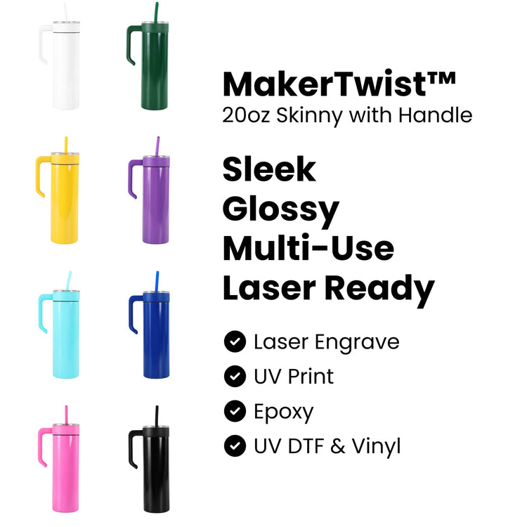 20oz Skinny with Handle — Powder Coated Tumblers For Laser Engraving 1