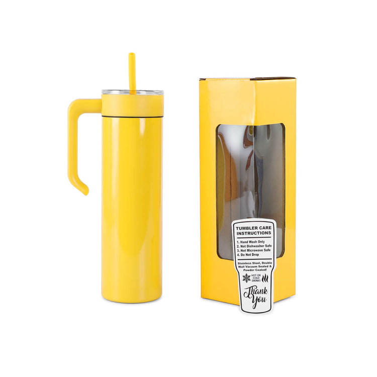 20oz Skinny with Handle — 20oz skinnny tumbbler with handle yellow