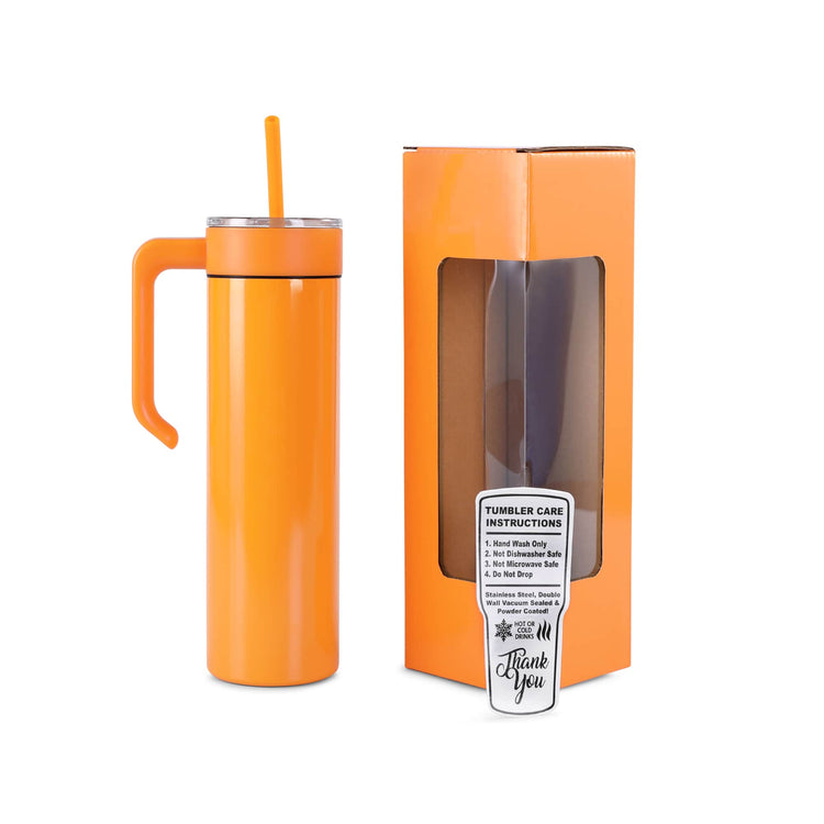 20oz Skinny with Handle — 20oz skinnny tumbbler with handle orange