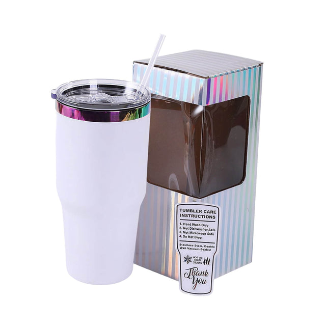 30oz Electroplated Tumbler — 30oz Rainbow Tumbler white