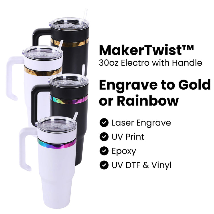 30oz Electroplated Tumbler with Handle — Electroplated Powder Coated Tumblers For Laser Engraving 2