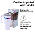 30oz Electroplated Tumbler with Handle — Electroplated 30oz tumbler with twist on handle makertwist