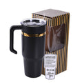 30oz Electroplated Tumbler with Handle — 30oz electroplated tumbler with handle black gold