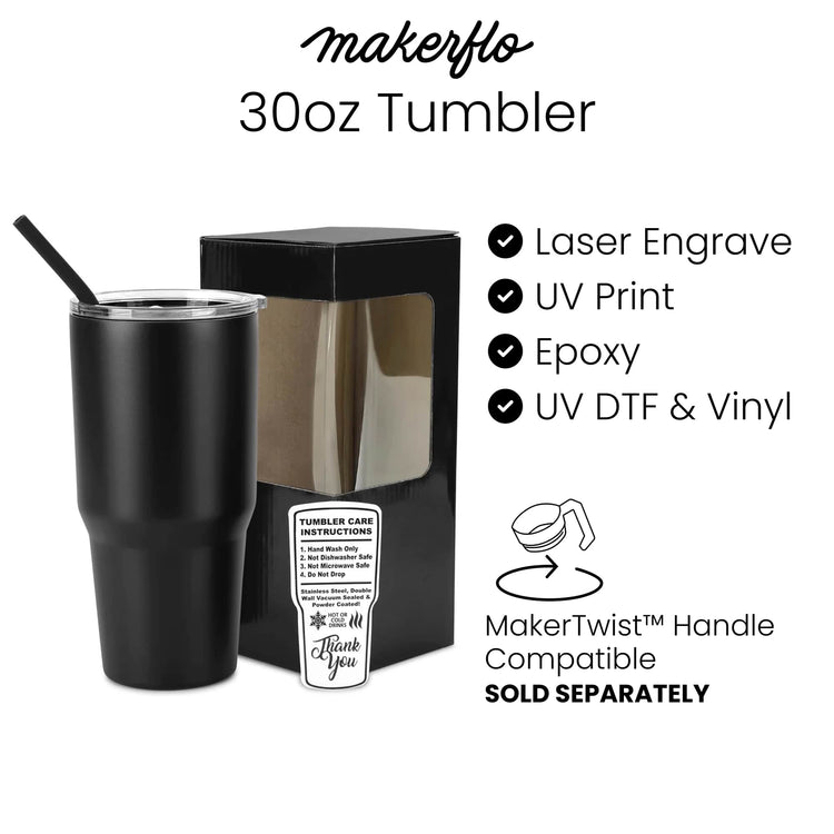 30oz Tumbler — 30oz tumbler with twist on handle makertwist