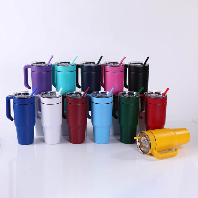 30oz Tumbler with Handle — 30oz Tumbler With Twist On Handle Powder Coated Laser Ready MakerTwist by
