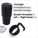 30oz Tumbler with Handle — 30oz tumbler with twist on handle Powder Coated Tumblers For Laser Engraving