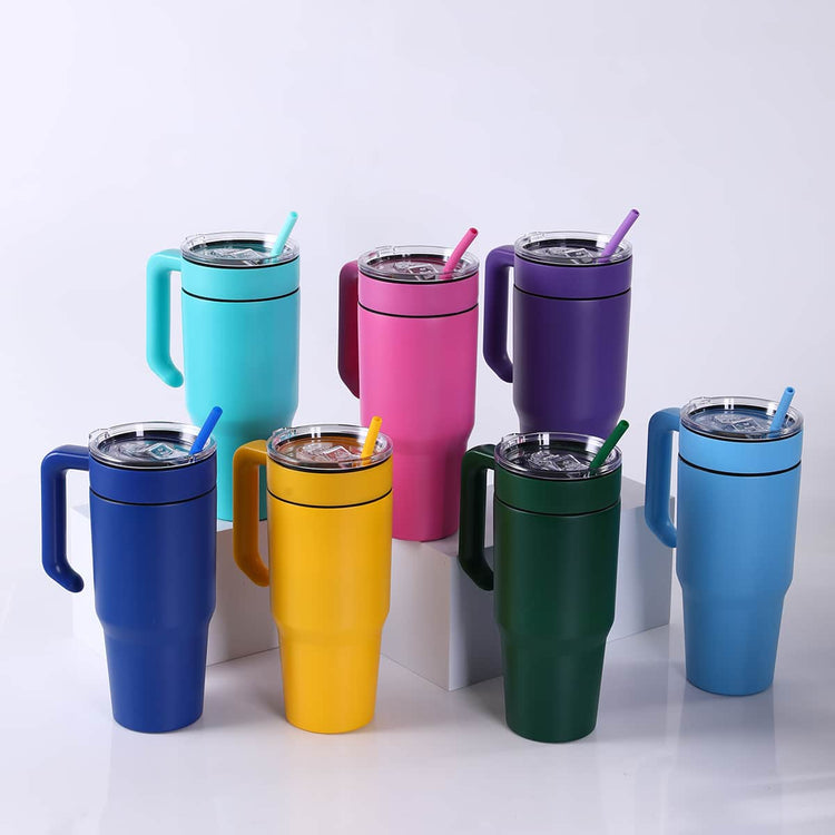 30oz Tumbler with Handle — 30oz Tumbler With Twist On Handle Powder Coated Laser Ready MakerTwist