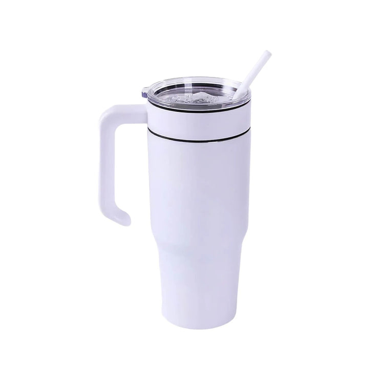 30oz Tumbler with Handle — 30oz tumbler with twist on handle white