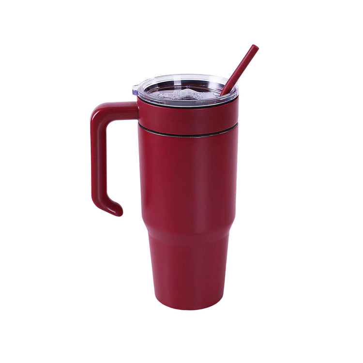 30oz Tumbler with Handle — 30oz tumbler with twist on handle maroon