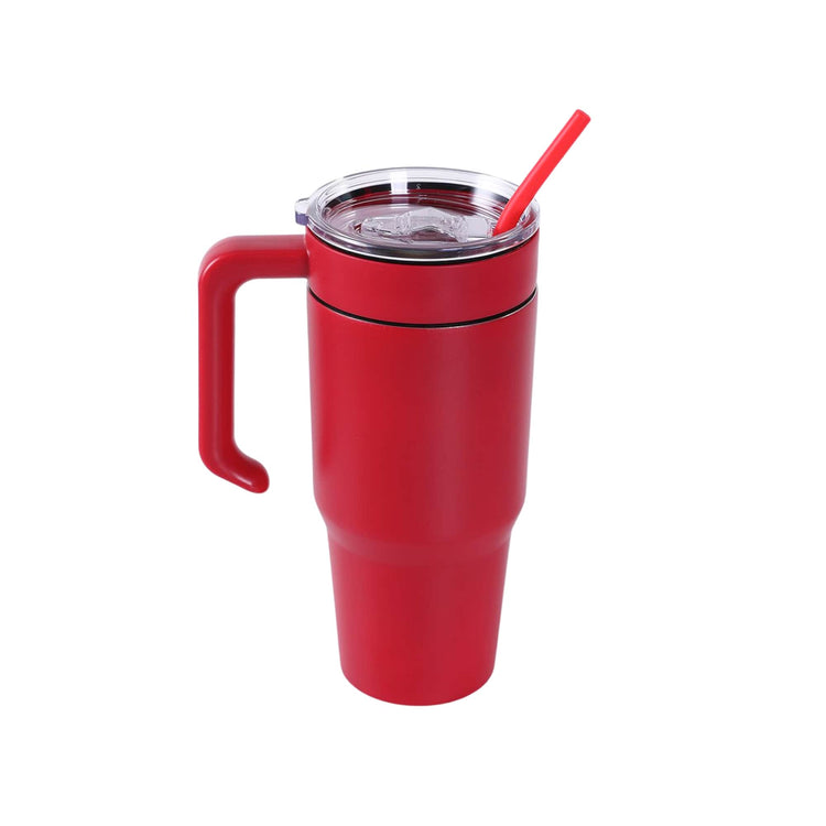 30oz Tumbler with Handle — 30oz tumbler with twist on handle red