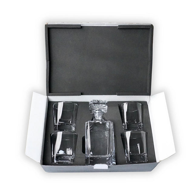 4 Glass Decanter Set — Whiskey Decanter Gift Set 5 piece