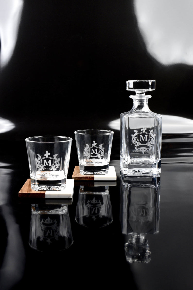 4 Glass Decanter Set — Whiskey Decanter Set Engraved
