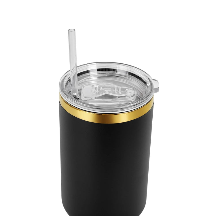40oz Electroplated Tumbler — gold plated 40oz tumbler blk lid straw
