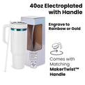 40oz Electroplated Tumbler with Handle — Electroplated 40oz tumbler with twist on handle makertwist