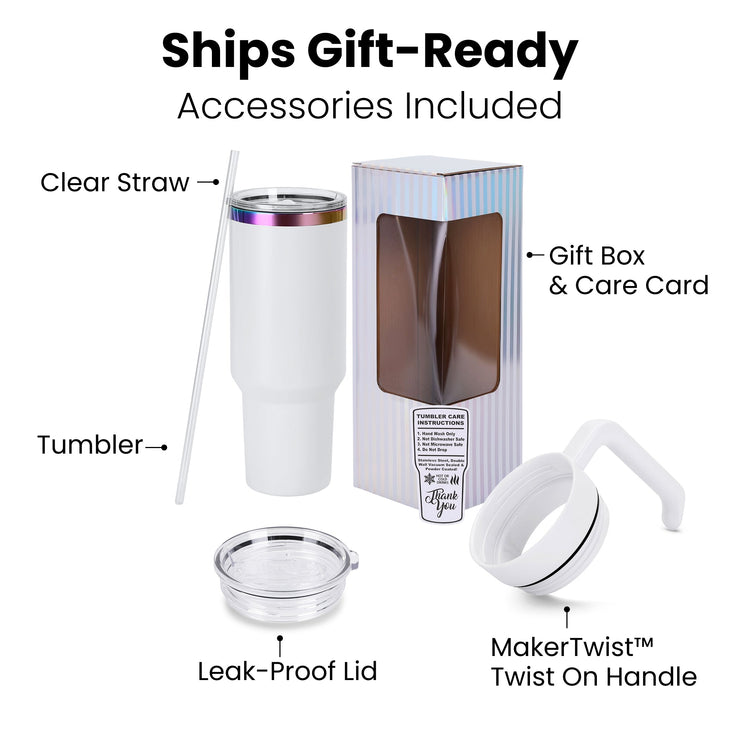 40oz Electroplated Tumbler with Handle — Electroplated Gift Ready 40oz Tumbler with Twist On Handle for Laser Engraving
