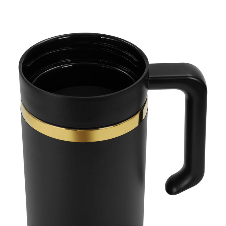 40oz Electroplated Tumbler with Handle — gold plated 40oz tumbler black top