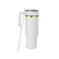 40oz Electroplated Tumbler with Handle — 40oz electroplated tumbler with twist on handle white gold