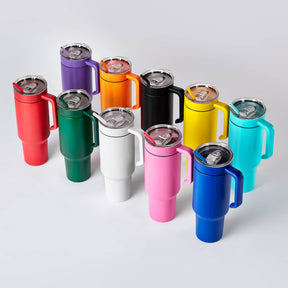 40oz Tumbler with Handle — 40oz tumbler with handle powder coated laser ready